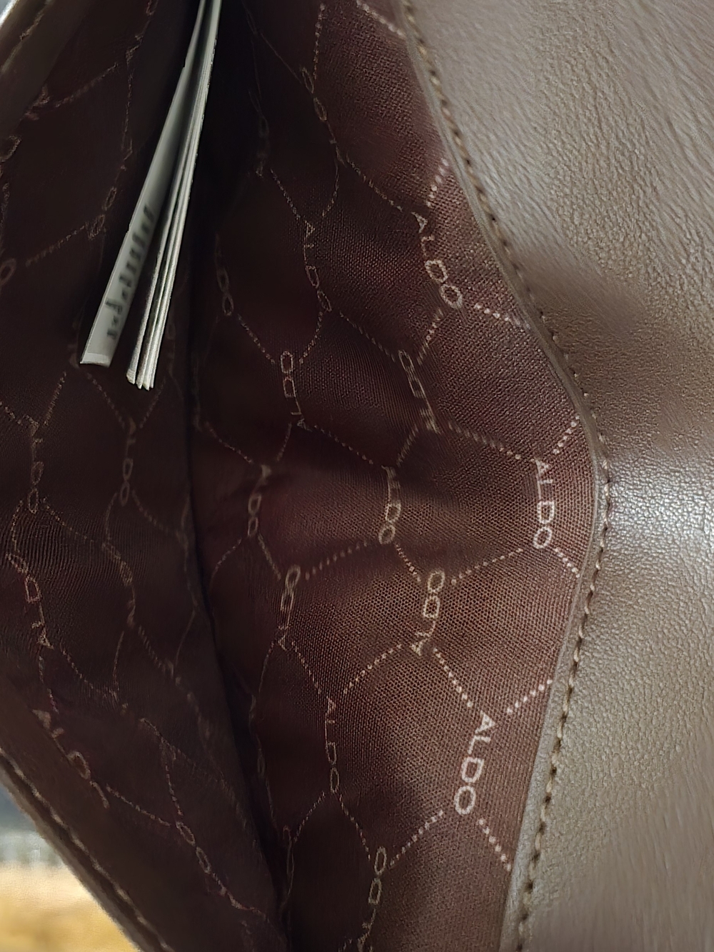 ALDO Brown Embossed Vegan Leather MiniBag with Gold Chain - Picture 3 of 4